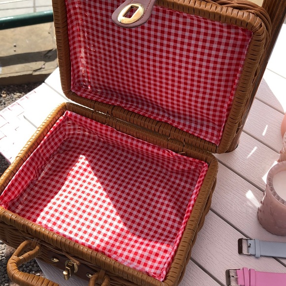 boutique Bags Nwt New Straw Wicker Picnic Basket Bag Tote Poshmark